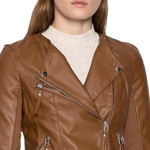 Chaqueta de Cuero Genuino para Mujer, Talla Grande XL, Transpirable, de Alta Calidad, Chaqueta de Cuero de Moda para Invierno, MOQ Bajo, Chaqueta Sólida en Nurak - Product Image 4