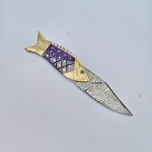 Cuchillo de bolsillo plegable de acero de Damasco duradero personalizado de fabricante de venta al por mayor, cuchillos de supervivencia de caza EDC para acampar al aire libre - Product Image 6