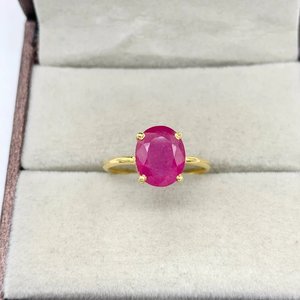 ชุดแหวนแก้วทับทิมชุบทองสำหรับผู้หญิง925เงินสเตอร์ลิงพร้อมชุดปลายง่ามเพชรทรงรีสำหรับงานเลี้ยงดีไซน์โรแมนติก - Product Image 2