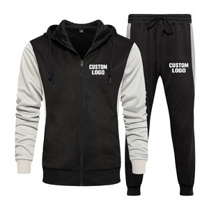 Venta al por mayor personalizado de los hombres de peso pesado 100% algodón chándal bloque de color sudadera Joggers 2 piezas deportes conjunto impreso Technics - Product Image 1