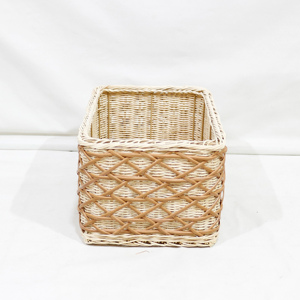 Panier de rangement en corde de papier multi-usages écologique Artex Dong Thap, modèle moderne carré tressé floral BH6007A-1MC - Product Image 2