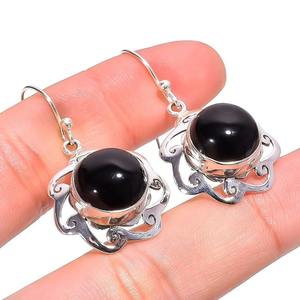 Boucles d'oreilles style bohème en argent faites à la main bijoux en argent sterling 925 Onyx noir pierres précieuses boucles d'oreilles tendance bijoux pour femmes cadeau - Product Image 1