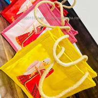 Sac de jute décoratif écologique coloré avec fermeture éclair pour mariage indien Haldi Mehndi Sangeet Party Favor sacs-cadeaux