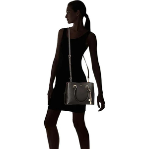 <b>Women's</b> <b>Black</b> Saffiano Leather Handbag with Removable Strap and Chain Decoration Classic Shoulder <b>Bag</b> for Daily Use - Product Image 2