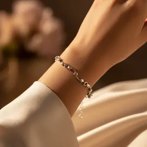 Chevillère en argent sterling 925 pour femmes, délicate, plaquée or, avec perle d'eau douce et diamant, matériau principal : or - Product Image 3