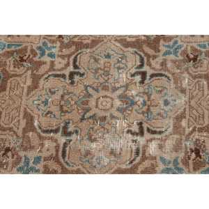 Vintage Rug, 9.7x12.6 ft Oversize Turkish Rug, <b>Brown</b> Blue Ikat Rug - Product Image 5