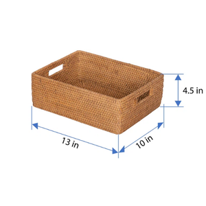 American Plastic Handle Hand-Woven Rectangle Storage Basket Size S Household Sundries Basket Handmade Eco-Friendly Multifunction - Product Image 6