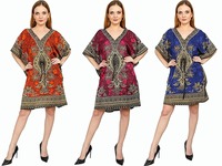 Caftan court femme nuisette Polyester plage couvrir Floral Caftan Maxi robe de nuit femme maxi stander caftan
