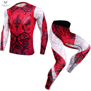 Traje de compresión personalizado para hombre para deportes, Fitness, gimnasio, jogging, técnica de sublimación, ropa teñida para correr - Product Image 1