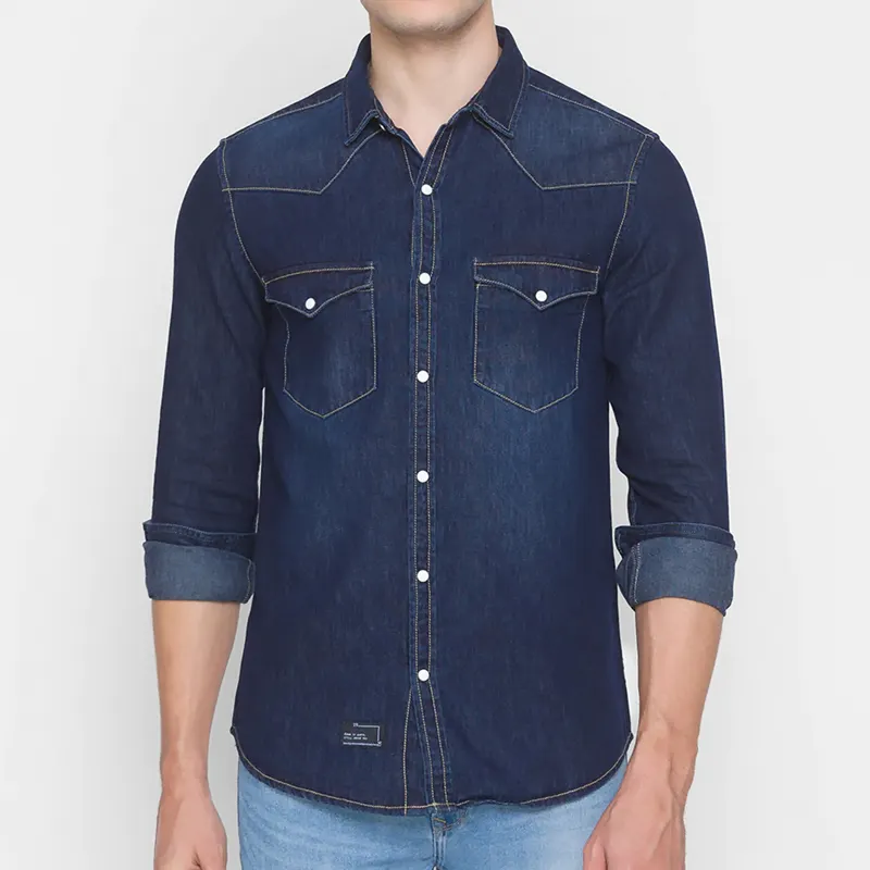 Denim Shirts For Men's Stylish Fashion Wear Clothing From Bangladesh Direct Factory OEM Type Supply World Wide Reasonable Price