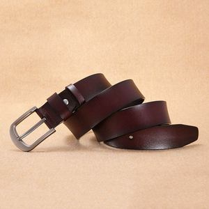 เข็มขัดลำลองคุณภาพสูงของแท้ หัวเข็มขัดโลหะผสมทรงสี่เหลี่ยม ลายเรียบแบบกำหนดเองได้ สำหรับผู้ชาย - Product Image 1