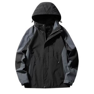 Veste de pluie pour hommes blouson aviateur décontracté à manches longues couleur unie bouton sweat à capuche zippé vestes coupe-vent légères pour hommes - Product Image 5