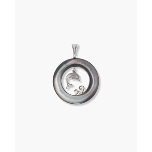 จี้เงินแท้รูปโลมาเคลือบโรเดียมประดับเพชร - Product Image 4