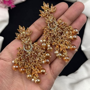 New Arrivals Women's High-grade Ethnic Antique <b>Gold</b> Plated <b>Earrings</b> Fashion Jewelry <b>Sets</b> for Engagement Wedding Anniversary - Product Image 4