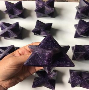Vente en gros de cristal naturel Merkaba Star Feng Shui Style Lepidolite Pierre de lune pour la guérison de l'énergie Reiki manifestant la vente entière - Product Image 2