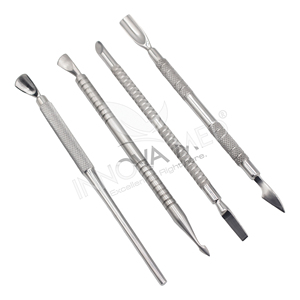 Empujadores de cutículas de acero inoxidable Juego de empujadores de cutículas de doble extremo Juego de herramientas limpiadoras de uñas ecológicas Espátula para quitar cutículas - Product Image 2