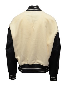 Chaqueta de talla grande al por mayor para hombre, abrigo de invierno informal holgado, chaqueta bordada con letras y mangas de piel de vaca de retazos - Product Image 3