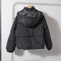 Veste de printemps unisexe rembourrée en coton blanc et noir, style américain, avec capuche amovible à logo imprimé, grande taille, fermeture éclair – OEM