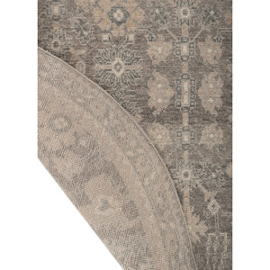 พรมขนสัตว์ถักมือ Erbe สีเทาและสีดำ ลายเหรียญ  แบบทอเรียบ สำหรับใช้ในบ้าน สำหรับห้องนั่งเล่น พรมจาอีปุร์ ZA - Product Image 5