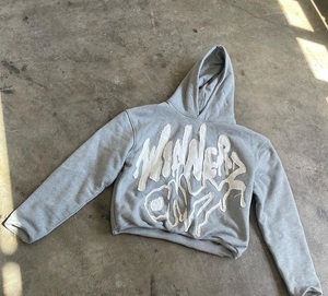 Sudadera con Capucha Personalizada para Hombre, Estilo Urbano, Estampado Gráfico, Talla Grande, Felpa, Color Gris - Product Image 5