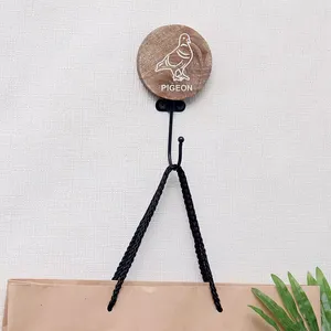 Mughalcrafts Single Tier Metal Wall Mount Brown Wooden Pigeon Hook for Hanging for Kids in Kitchen Bathroom Wardrobe Living Room - Product Image 2