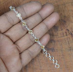 Citrine Sterling Silver <b>Adjustable</b> Charm <b>Bracelet</b> Gemstone Jewelry November Birthstone Handmade Luxury GIA Certified 22k <b>Gold</b> - Product Image 3