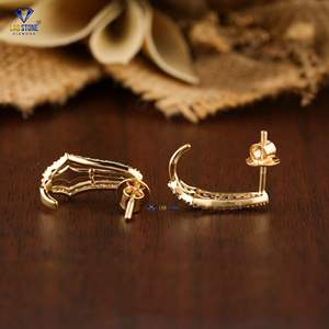 0.432 TDW boucle d'oreille ronde en diamant taillé en brillant or blanc 18 carats diamant Hpht/Cvd bijoux en diamant - Product Image 4