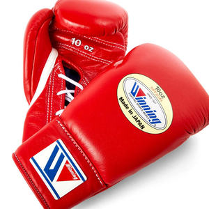Gants de boxe en cuir véritable de qualité supérieure RTS Professional OEM Fight Gear Winning, 100% cuir véritable, à lacets, rouges. - Product Image 1