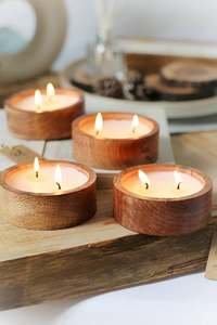 Latest Design Handmade Wooden Tealight Candle Holder Best Embossing Design Wood Candle Holder - Product Image 4