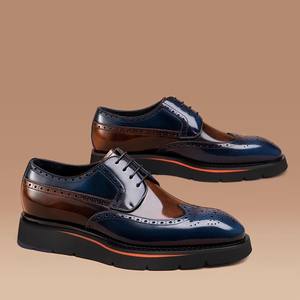 Zapatos de Cuero para Hombre, Estilo Británico, Casuales de Negocios, con Grabado, Punta Cuadrada, Formales, Brillantes - Product Image 1