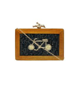 Pochette en bois noir avec chaîne détachable-S sac à main en paille pour femme sac enveloppe tissé - Product Image 1