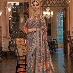 Apoxy Finish Digital Impreso Hermosa colección PV Silk Sari para bodas y fiestas - Product Image 3