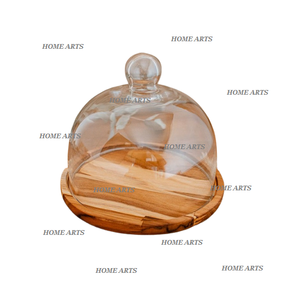 Plateau de service en bois de conception classique avec couvercle en acrylique forme ronde plateau de service de dates de dessert de taille personnalisée en vrac - Product Image 5