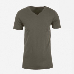 Nouvelle chemise d'été pour hommes T-shirt à col en V de couleur unie - Product Image 5