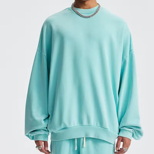 เสื้อฮู้ดดี้โอเวอร์ไซส์สไตล์วินเทจ OEM ผ้าฝ้าย 100% เสื้อกันหนาวแขนจั๊มปลายแขนและชายเสื้อแบบริบ สีเทาแบบดิสเทรส เสื้อพูลโอเวอร์สตรีทแวร์ - Product Image 6