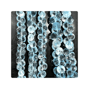 Vente en gros de topaze bleue de haute qualité Briolette à facettes gouttes d'oignon 8 pouces 7-8mm environ pierre de perle de quartz pour la fabrication de bijoux - Product Image 2