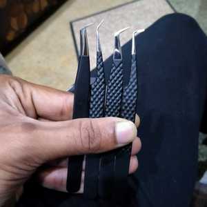 Meilleure vente de pince à cils noir mat ensemble de couleurs volume à 90 degrés solide en acier inoxydable logo personnalisé pince à épiler d'extension de cils - Product Image 6