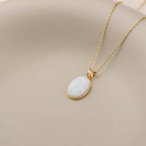 Opal Stone Oval Cut 10x14mm Pendant 925 Sterling Silver 14K <b>Gold</b> Plated Fine Jewelry Women Girls Wholesale Bulk Engagement - Product Image 6