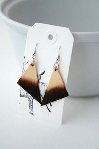 GEOMETRIC SHAPE Hot Gold Foil <b>Black</b> White Resin <b>Heart</b> Shape Earrings Square Round Geometric Wooden Resin Drop Earrings - Product Image 4