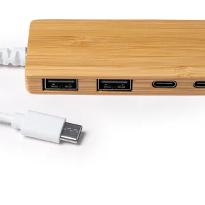 Hub USB in Bambù Personalizzato Abelardo, Gadget Promozionali Personalizzati - Product Image 2