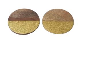 Posavasos de madera y latón de diseño martillado, juegos de 4 tazas para vasos de cocina, accesorios de piedra personalizados, OEM clásico - Product Image 1