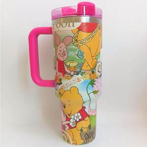 Nueva Botella de Agua de Vacío de Doble Pared con Logotipo Personalizado 400Z, Impresa con Dibujos Animados, para Deportes al Aire Libre, Vaso Térmico Aislado con Asa - Product Image 6