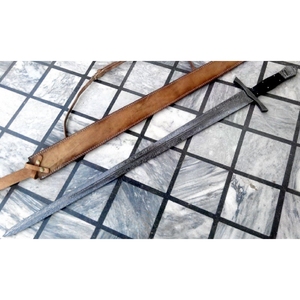 Couteau d'extérieur en acier Damas véritable de haute qualité, couteau multifonctionnel de survie, manche en cuir, personnalisable, collection d'épées OEM - Product Image 4