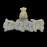 Rappeur bijoux hommes 10K or véritable diamant pendentif or et or blanc deux tons Dollar argent sac caution nom personnalisé lettre pendentif