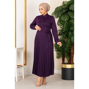 <b>Purple</b> Pleated Skirt Hijab <b>Dress</b> 100MD21515 Girl's Fabric Clothing - Product Image 2