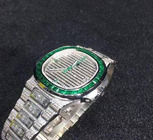 Reloj de Pulsera de Lujo con Movimiento Automático, Estilo Popular, Esmeralda y Diamantes Moissanite Redondos VVS, Estilo Hip Hop, de la India - Product Image 4