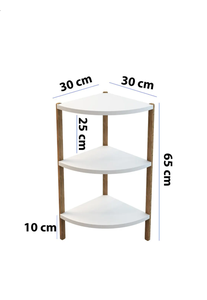 3-Tier Triangle Wooden Shelf <b>Unit</b> Corner <b>Storage</b> Shelf <b>for</b> Bathroom & Living Room - Product Image 2
