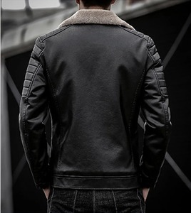 Chaqueta de piel de vaca auténtica personalizada de alta calidad para hombre, Equipo de Motocicleta de carreras blindado de gama alta, bolsillo con cremallera para invierno - Product Image 2