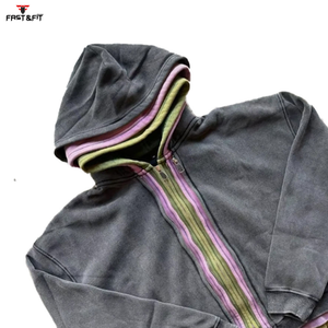 เสื้อฮู้ดดี้ซิปสามชั้น ผ้าฝ้าย 100% น้ำหนักเบา ปักโลโก้ตามสั่ง ดีไซน์เฉพาะ คุณภาพดีที่สุด ผลิตในปากีสถาน - Product Image 6