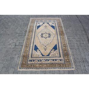 Tapis vintage turc 4,8x7,8 pi (146x238 cm), tapis persan bleu - Product Image 1